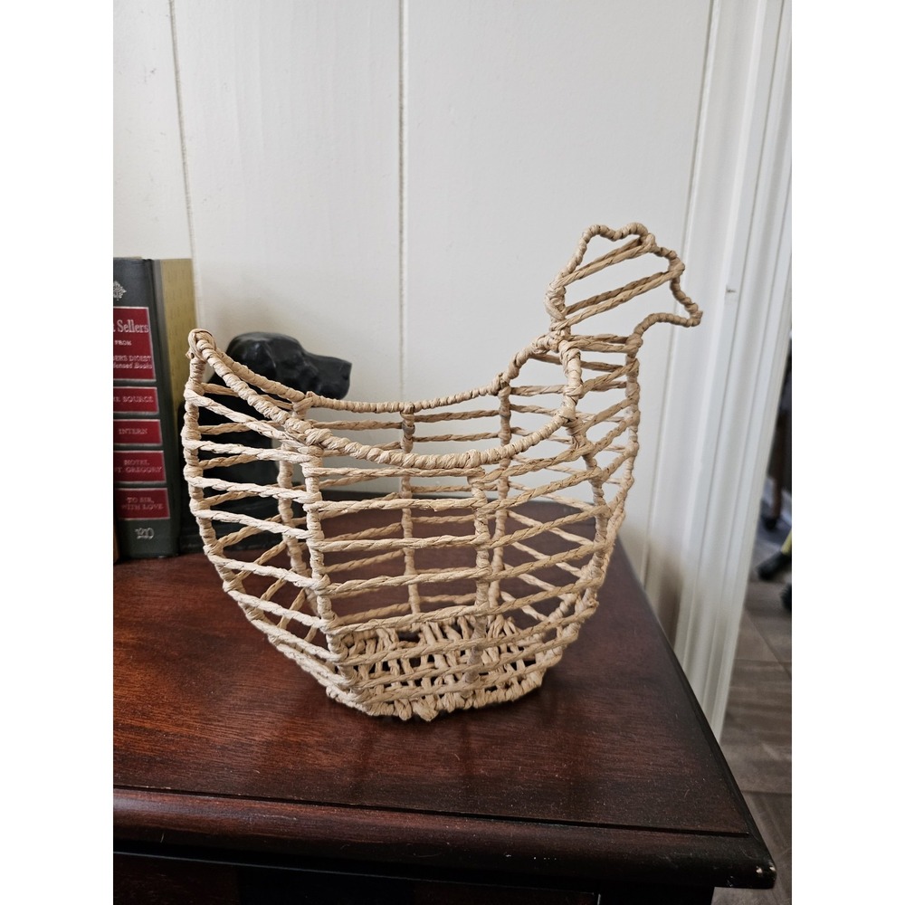 Hen Basket Open Weave Chicken Decor  Farmhouse/whimsy
